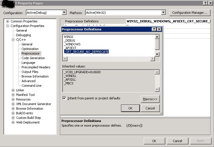 Visual C++ Tips warning C4996 'stricmp' was declared deprecated