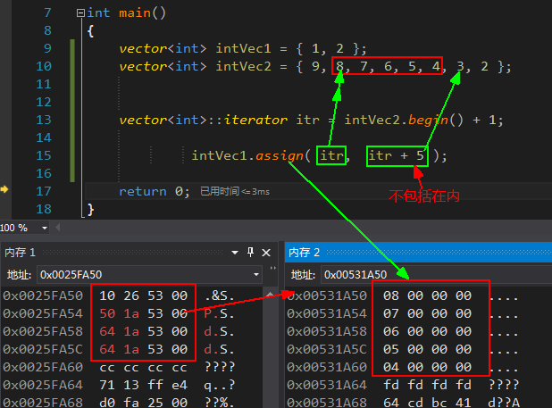 assign vector reference c