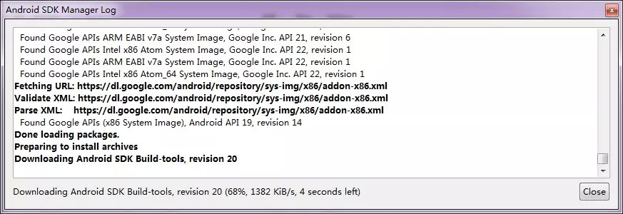 Android SDK Manager Log窗口