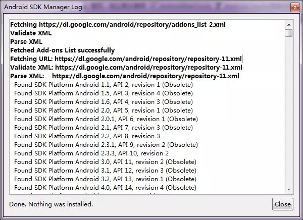 Usefull information in Android SDK Manager Log