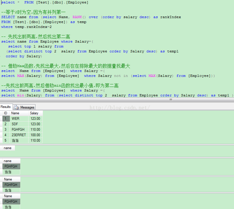 Sql 工资第二高(考虑并列)