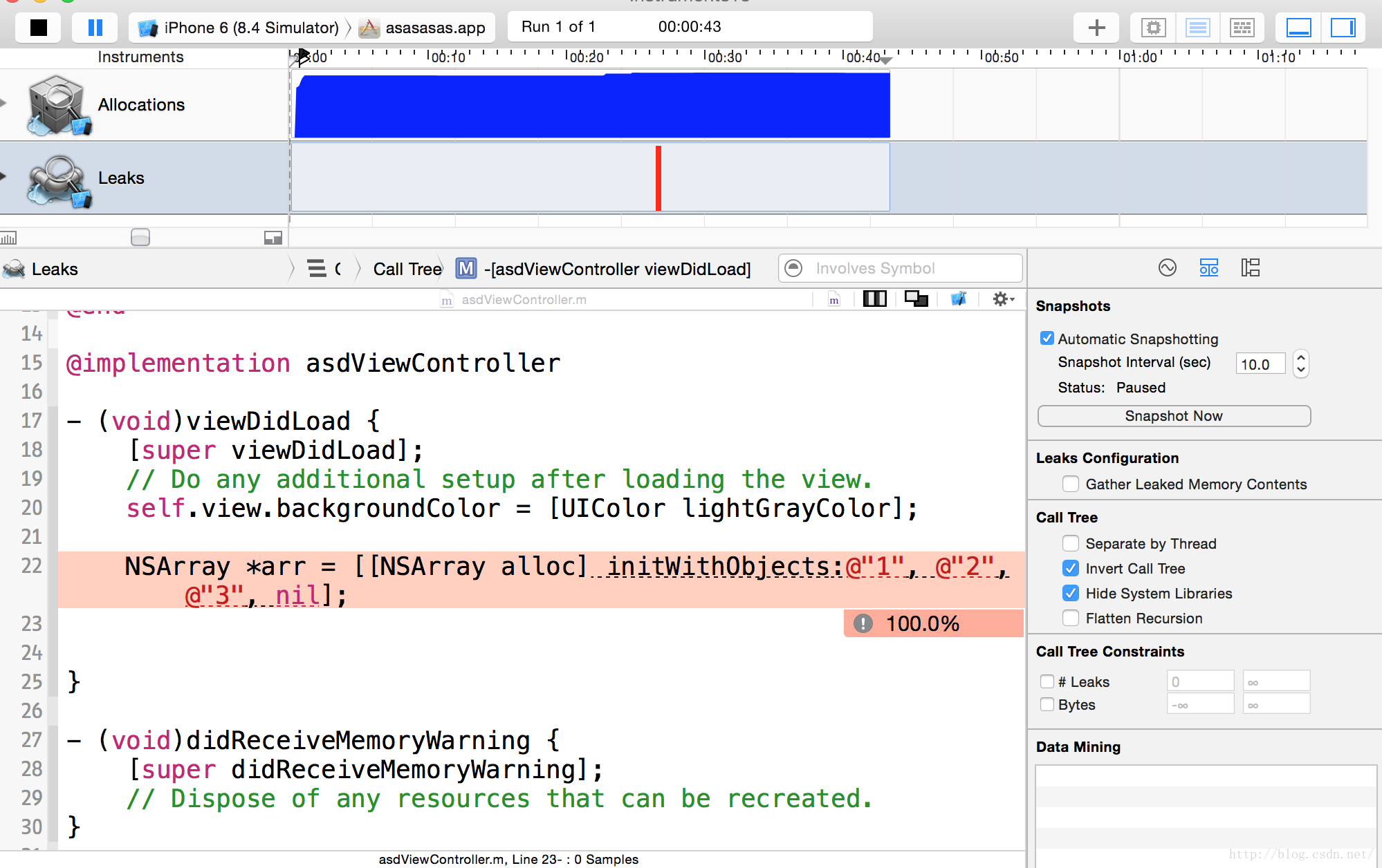 最新版 使用Xcode6.4 和Instruments、Leaks调试解决iOS内存泄露