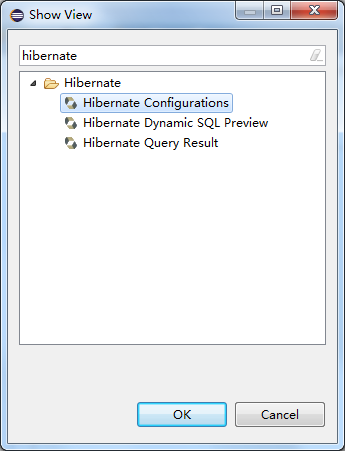 输入关键字选择Hibernate Configuration视图