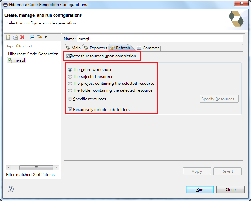 设置Hibernate code Generation Configurations配置信息