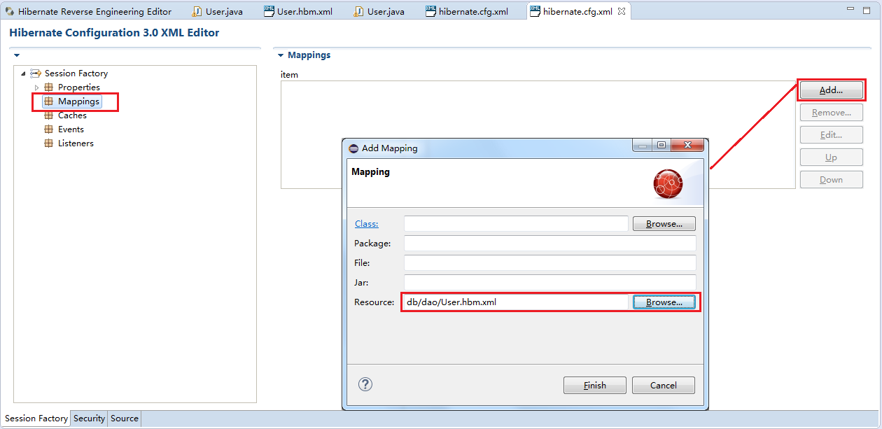添加类映射配置文件User.hbm.xml
