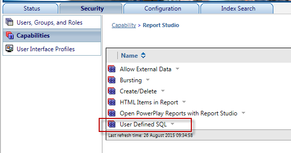 Cognos Report Studio 使用自定义SQL及注意事项