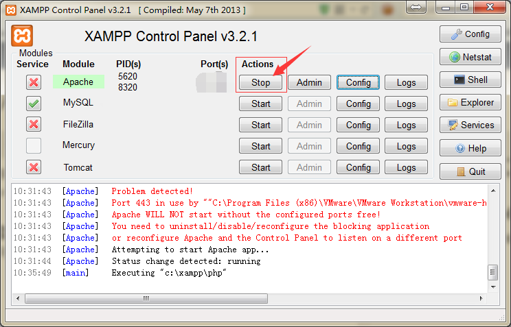 XAMPP Control Panel