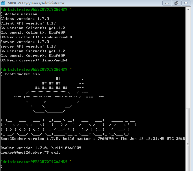 boot2docker ssh