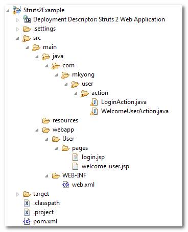Struts2 hello world annotation