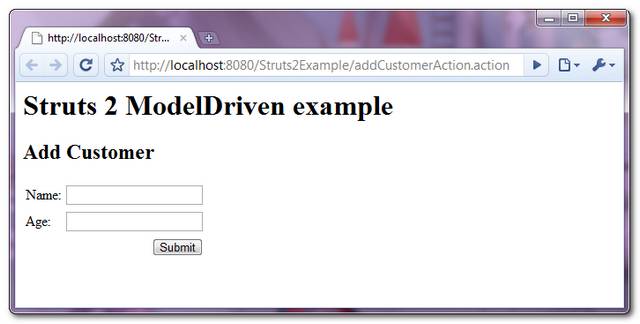 Struts2 model driven example