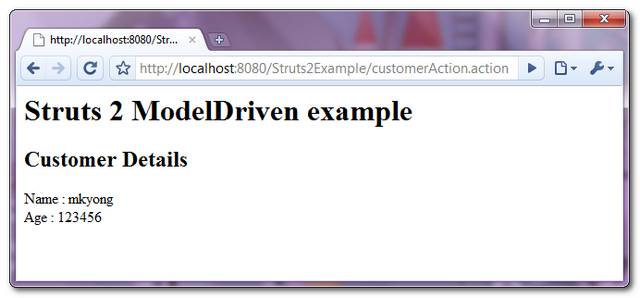 Struts 2 model driven example