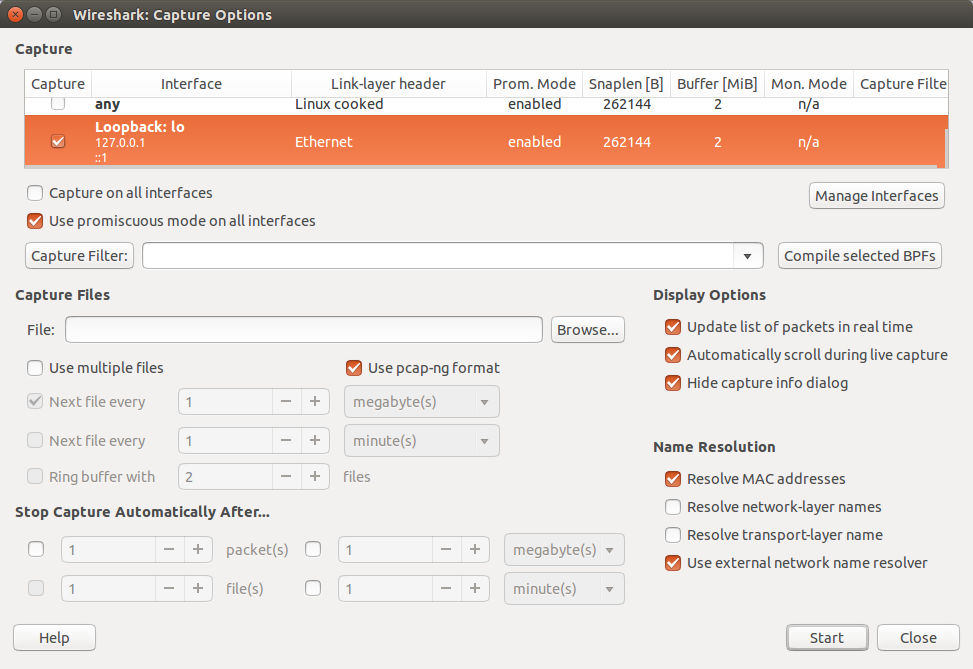 wireshark open loopback