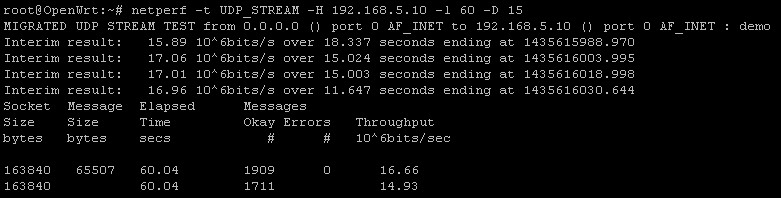 OpenWrt下使用netperf测试网络性能