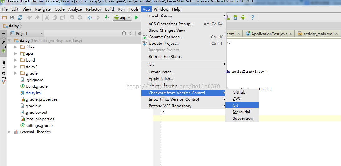 Android studio使用git-android学习之旅（79）