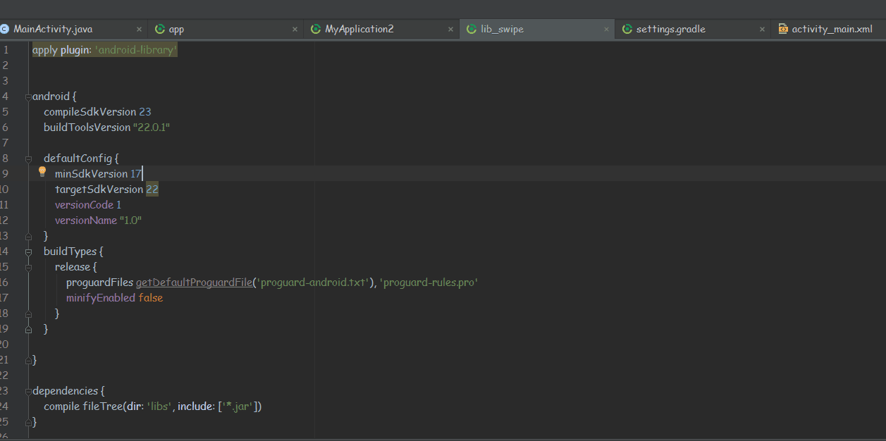 lib_swipe库的build.gradle