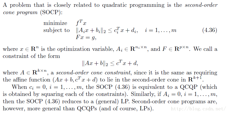 second order cone programming