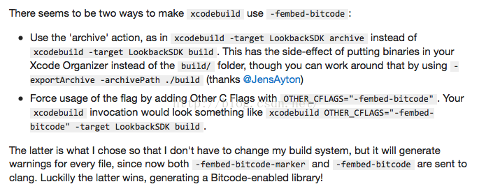 Xcode命令行生成Bitcode静态库