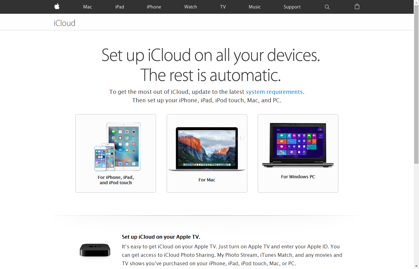 iCloud Setup Web Page