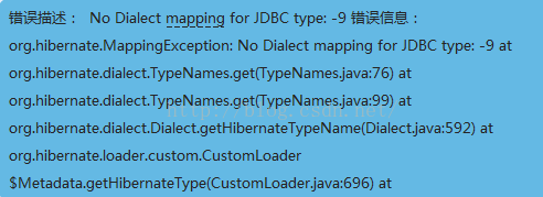 No Dialect mapping for JDBC type