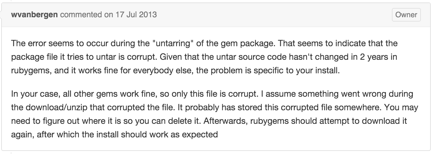 这里有解释，大概意思是gem 包里源代码有问题，删掉之后重新下载即可