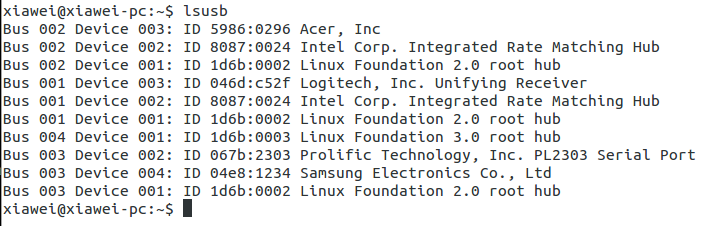输入lsusb出现如下界面