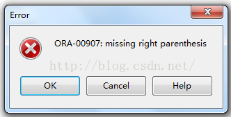 Missing right parenthesis oracle ошибка