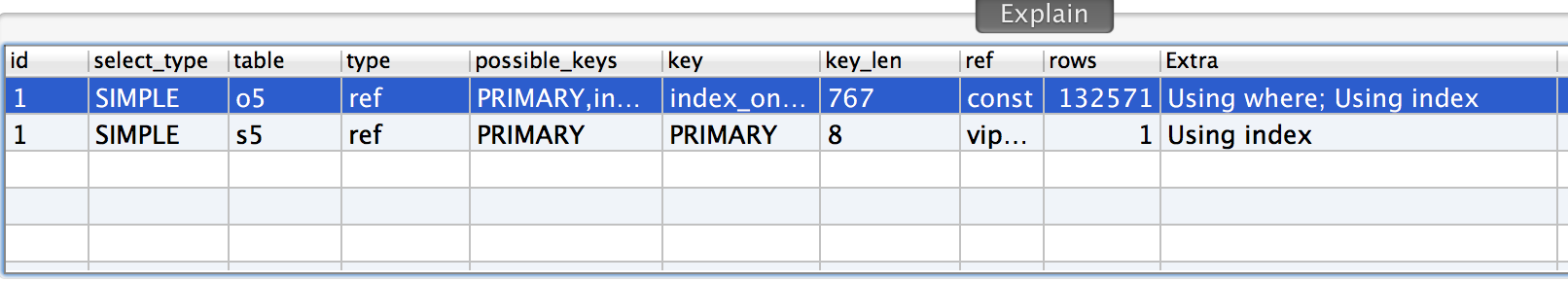 mysql explain的输出列