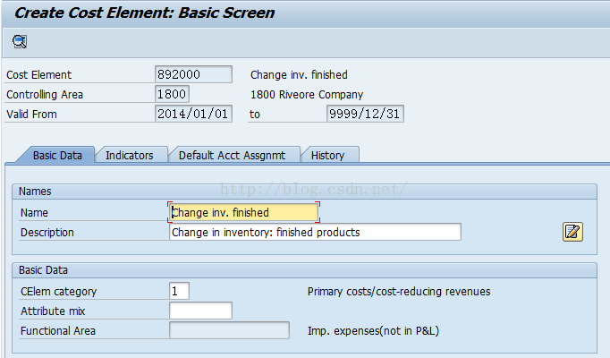 Create account 892000 for 2015/12/10 as a cost element in controlling area 1800 Message no. KI280