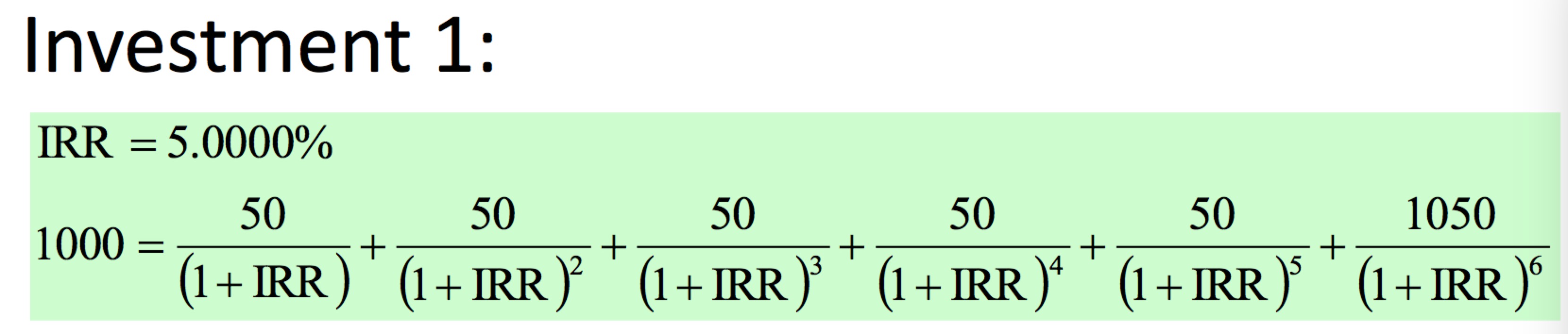 Example for IRR