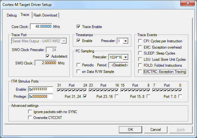 Trace Setup