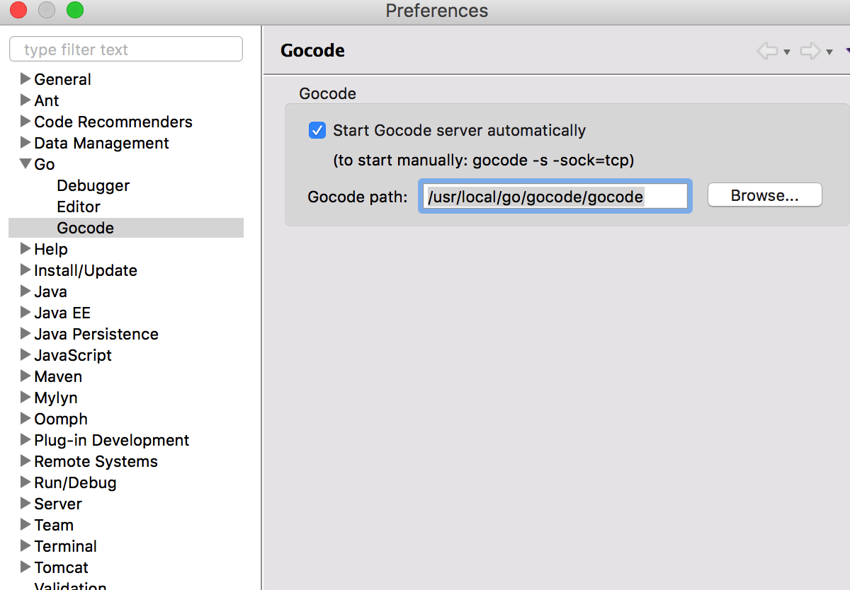 eclipse的Gocode设置