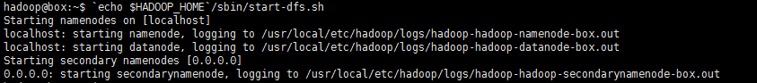 <code>echo $HADOOP_HOME</code>/sbin/start-dfs.sh 執行截圖