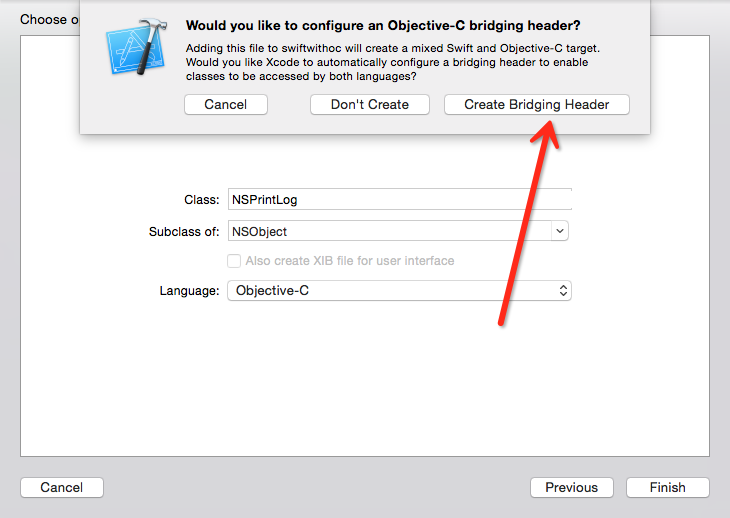 提示建立bridging header文件