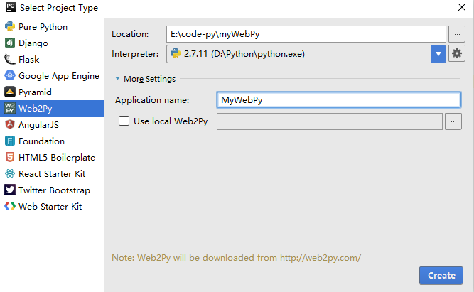 第一次创建Web2Py项目