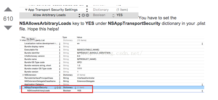 ios: 使用http进行通信(Transport Security has Blocked a cleartext HTTP)