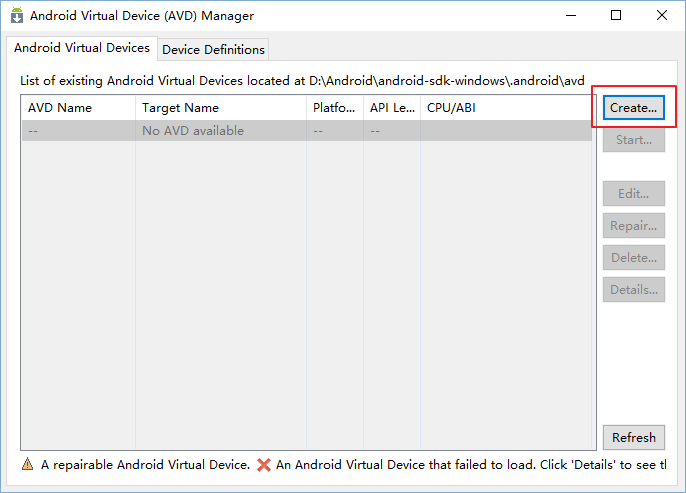 Create AVD