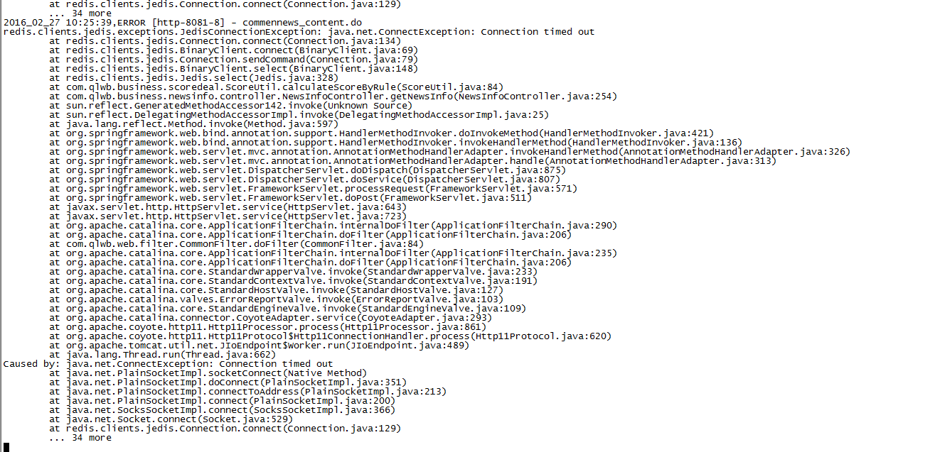 redis.clients.jedis.exceptions.JedisConnectionException: java.net.ConnectException: Connection timed out
