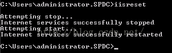 Machine generated alternative text:： ． S PDC > S e ttemptIng Stop. 丨 n t e e t S e iC e S successfully Stopped ttemptIng S t ． 丨 n t e e t S e iC e S successfully re S t e d ： is t rat ， ． ． SPDC)_ 