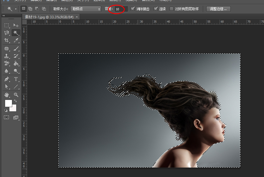 photoshop cs6 实例之用调整边缘扣取美女头发