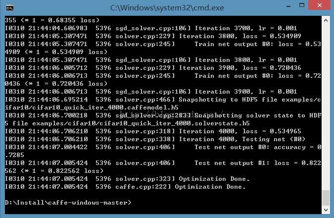Caffe for Windows 训练cifar10  VS2013