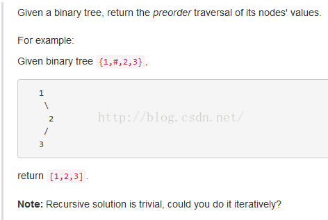 【LeetCode】144. Binary Tree Preorder Traversal 二叉树先序遍历的非递归实现
