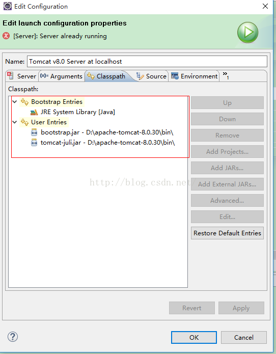 Eclipse下启动tomcat报错：/bin/tool.jar which is referenced by the classpath