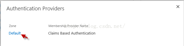 Machine generated alternative text:Authentication Providers Zone Default Membership Provider Name Claims Based Authentication 