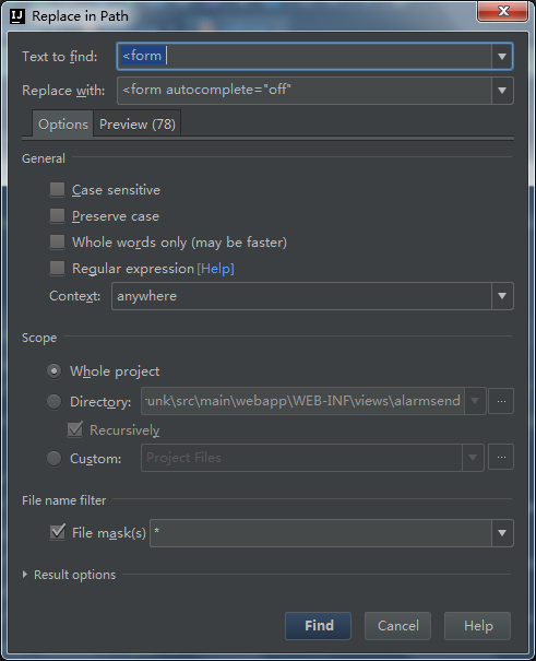 IntelliJ IDEA中怎么全局搜索替换(整个项目)(Eclipse)