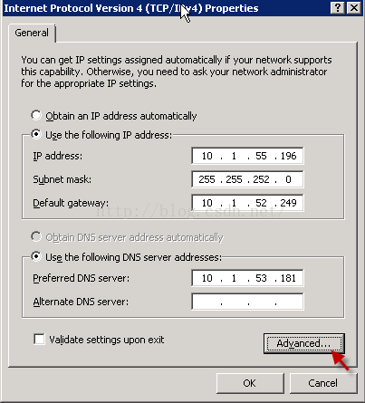 Machine generated alternative text:Internet p 0 [ 0 [ 01 Version 4 (TCP/Il G n 4 ） Properties 厂 厂 You Can get IP S 匕 n assigned automatically if your network supports 十 capability. 0 十 则 S you need ask your network administrator For 十 appropriate IP settings. Obtain an IP address automatically 1 255 刂 S 十 Following IP address: IP address: Subnet mask: QeFault gateway: 255 1 252 Advanced.. server address automatically 刂 S 十 Following D 、 5 server addresses: preferred D 、 5 server: Alternate D 、 5 server: V d 甙 S 匕 n upon exit 