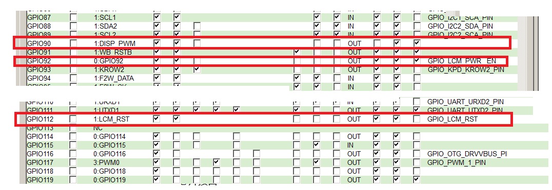 MTK codegen.dws文件---GPIO口的定制