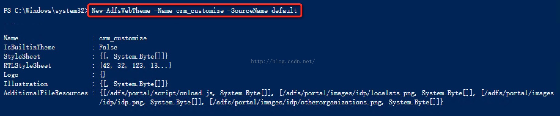 New-AdfsWebTheme -Name crm_customize -SourceName default