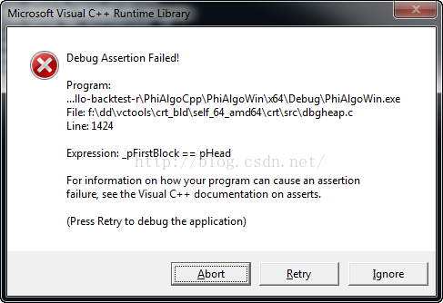 Debug Assertion Failed Expression: _pFirstBlock==pHead