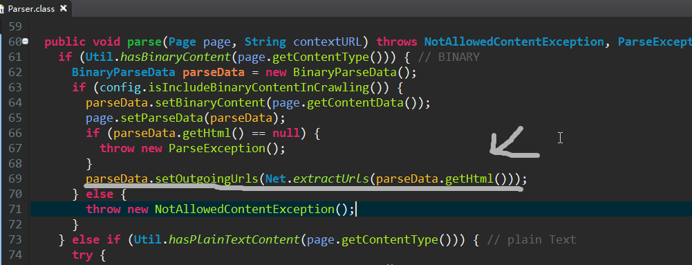 在parser.class中有个抽取url的方法