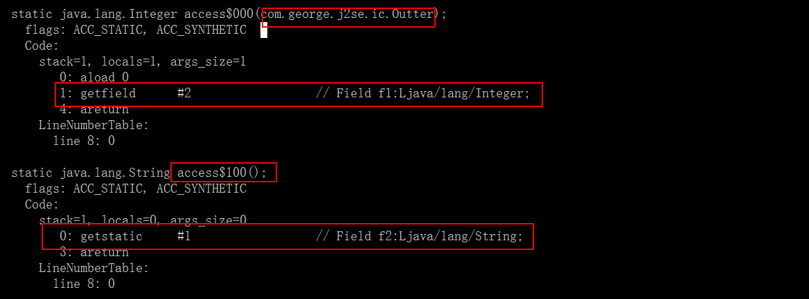 Outter.access$000等的字节码